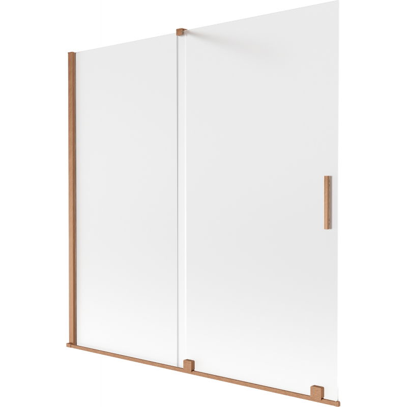 Mexen Velar zasúvacia dvojkrídlová vaňová zástena 160 x 150 cm, mliečna, brúsená meď - 896-160-000-31-65