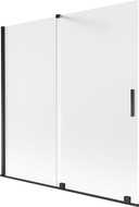 Mexen Velar vaňová zástena dvojkrídlová zasúvacia 160 x 150 cm, námraza, čierna - 896-160-000-31-70