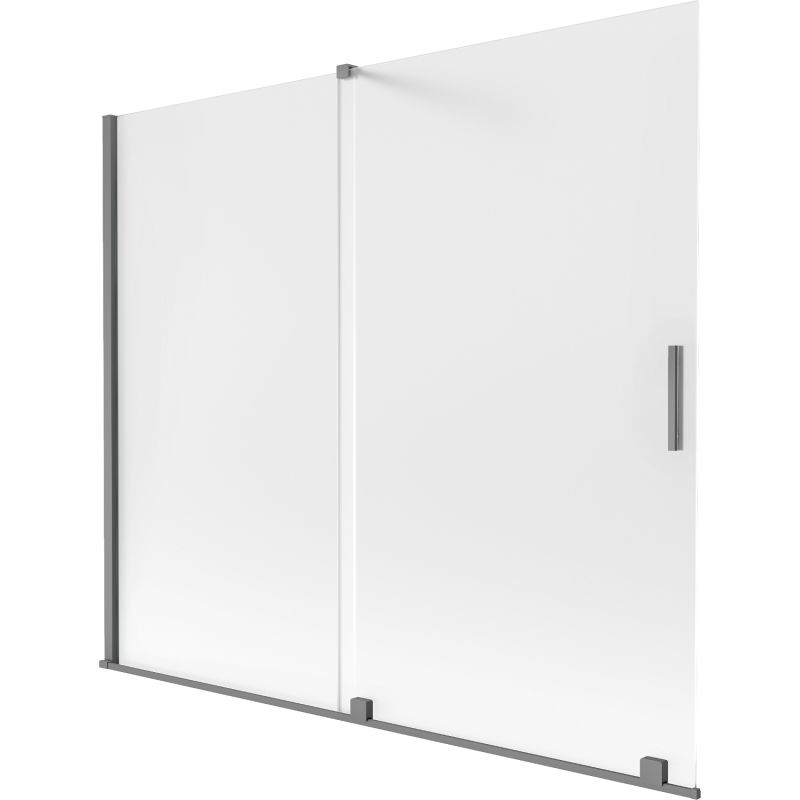 Mexen Velar sprchová zábrana na vaňu 2-krídlová posuvná 180 x 150 cm, matné sklo, gun metal - 896-180-000-31-95