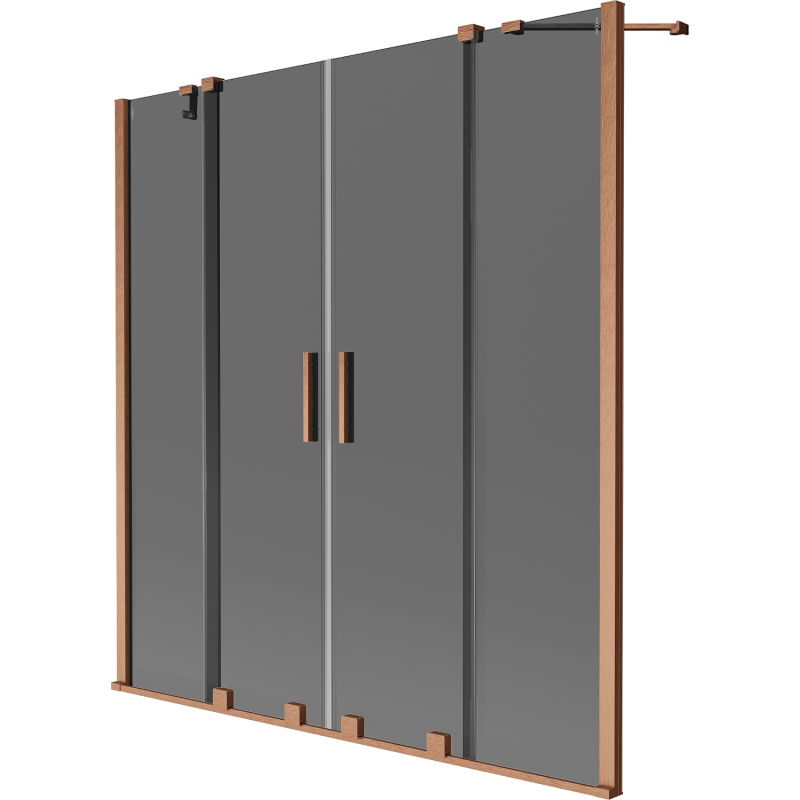 Mexen Velar Duo vaňová zástena 2-krídlová posuvná 150 x 150 cm, grafit, brúsená meď - 896-150-000-42-65