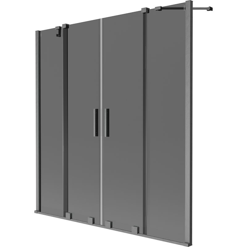 Mexen Velar Duo vaňová zástena 2-krídlová posuvná 150 x 150 cm, grafit, kartáčovaná gun gray - 896-150-000-42-66