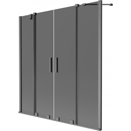 Mexen Velar Posuvná vaňová zástena Duo s 2 krídlami 150 x 150 cm, grafitová, kartáčovaná gun gray - 896-150-000-42-66