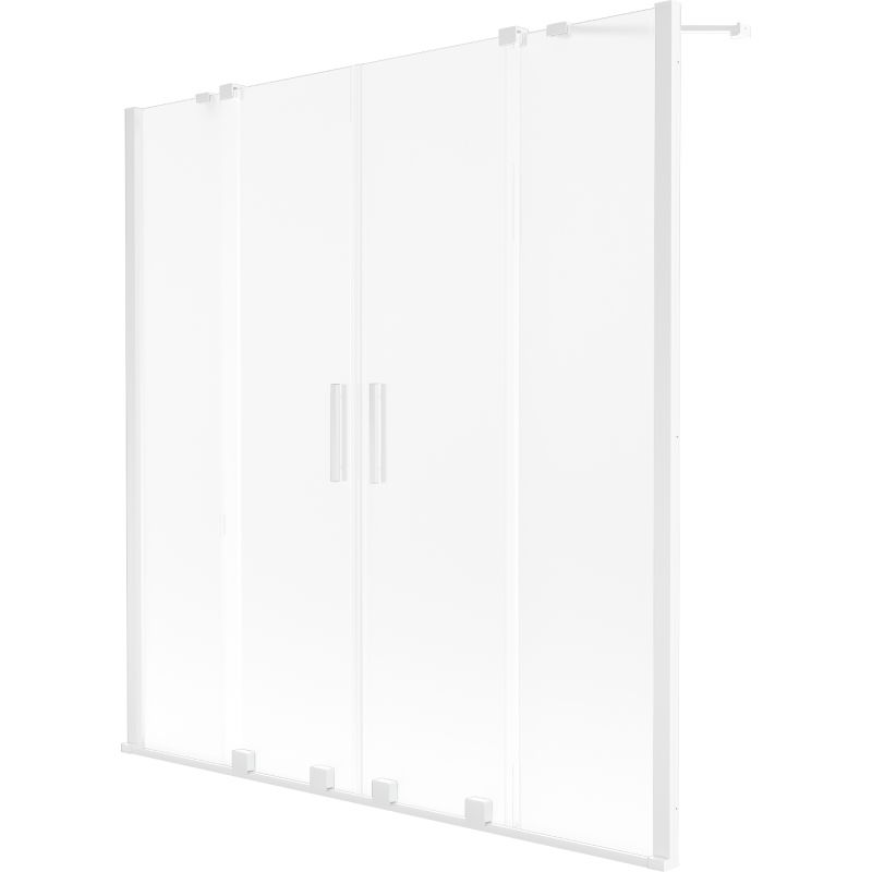 Mexen Velar Duo vaňová zástenka 2-krídlová posuvná 150 x 150 cm, mliečne sklo, biela - 896-150-000-32-20