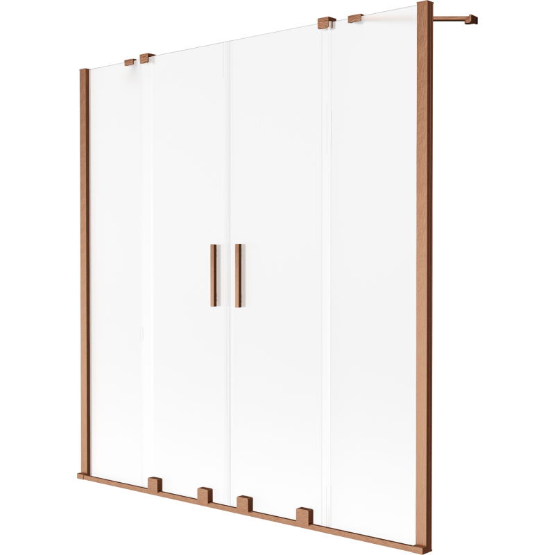 Mexen Velar Duo dvojkrídlová vaňová zástena zasúvacia 150 x 150 cm, mráz, brúsená meď - 896-150-000-32-65