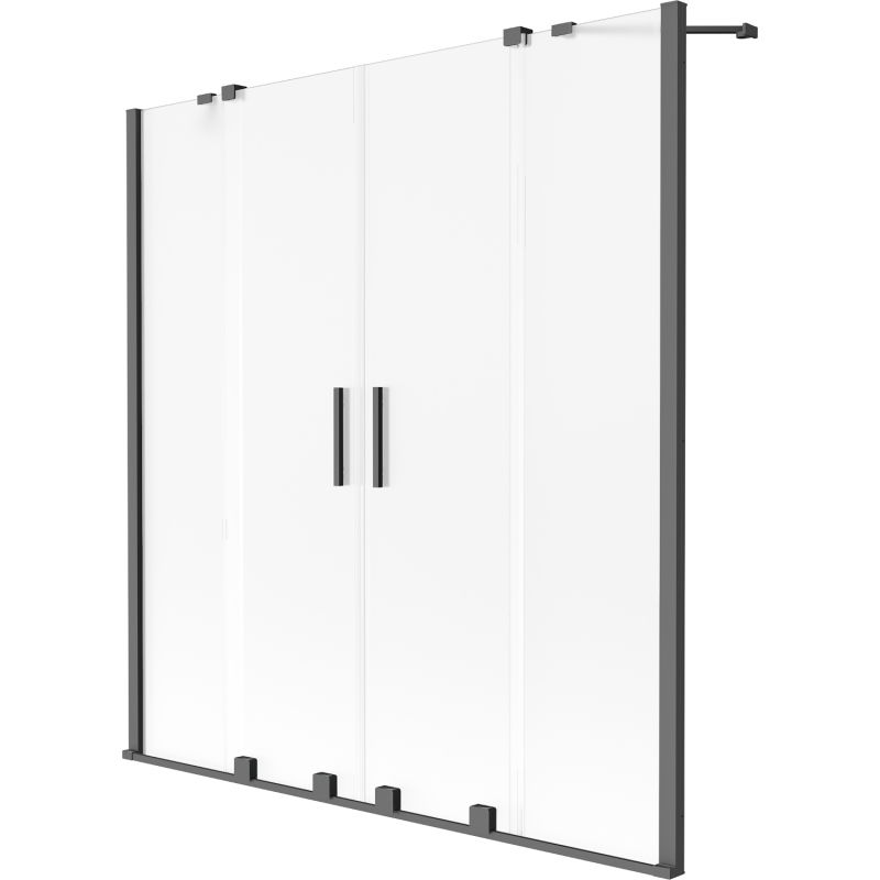 Mexen Velar Duo dvojdielna vaňová zástenka posuvná 150 x 150 cm, matná, gun metal - 896-150-000-32-95