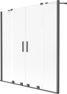 Mexen Velar Duo sprchová zásten na vanu, 2-krídlová posuvná 150 x 150 cm, mrazené, gun metal - 896-150-000-32-95