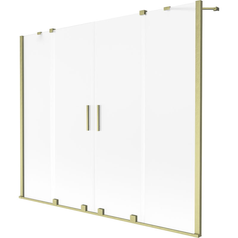 Mexen Velar Duo dvojkrídlový vaňový paravan 2-dielny posuvný 180 x 150 cm, mráz, zlatý brúsený - 896-180-000-32-55