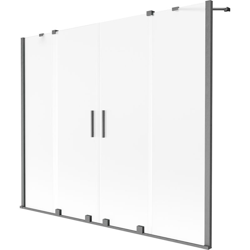 Mexen Velar Duo dvojkrídlový vaňový záves 180 x 150 cm, mrazené sklo, brúsená gun gray - 896-180-000-32-66