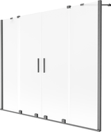 Mexen Velar Duo dvojkrídlový vaňový záves 180 x 150 cm, mrazené sklo, brúsená gun gray - 896-180-000-32-66