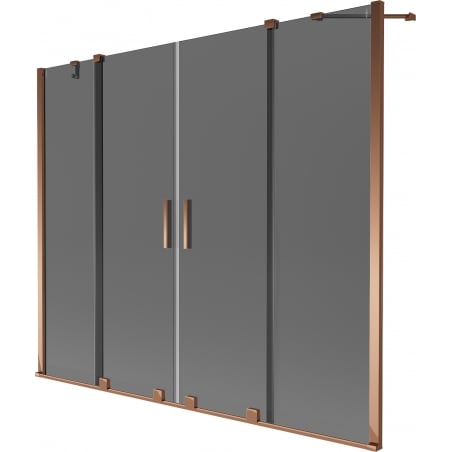 Mexen Velar Duo dvojkrídlový posuvný vanový záves 180 x 150 cm, grafit, ružové zlato - 896-180-000-42-60
