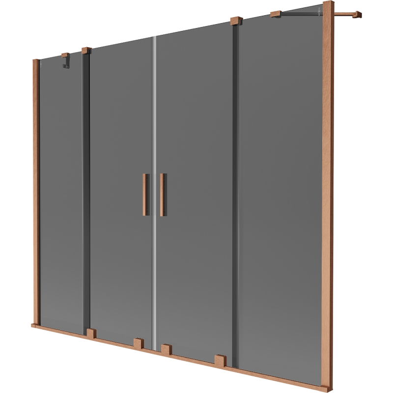 Mexen Velar Duo vaňová zástenka 2-krídlová posuvná 180 x 150 cm, grafit, brúsená meď - 896-180-000-42-65