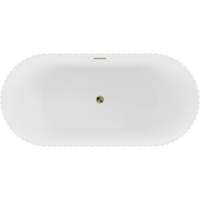 Mexen Paola voľne stojaca ryhovaná vaňa 170 x 80 cm, biela matná, prepad zlatý - 52721708001-50