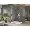 Mexen Omega Posuvný sprchový kút 110 x 80 cm, transparentný, chróm + vanička Flat - 825-110-080-01-00-4010