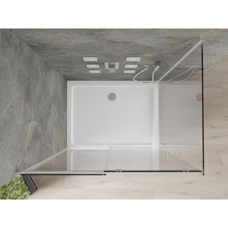 Mexen Omega Posuvný sprchový kút 110 x 80 cm, transparentný, chróm + vanička Flat - 825-110-080-01-00-4010