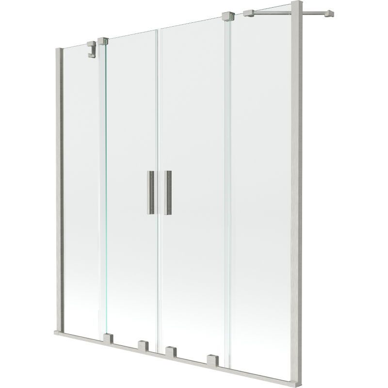 Mexen Velar Duo dvojskrídlový vaňový paraván posuvný 150 x 150 cm, transparentný, brúsený nikel - 896-150-000-02-97