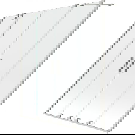 Mexen Velar Duo dvojskrídlový vaňový paraván posuvný 150 x 150 cm, transparentný, brúsený nikel - 896-150-000-02-97