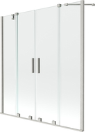 Mexen Velar Duo dvojskrídlový vaňový paraván posuvný 150 x 150 cm, transparentný, brúsený nikel - 896-150-000-02-97