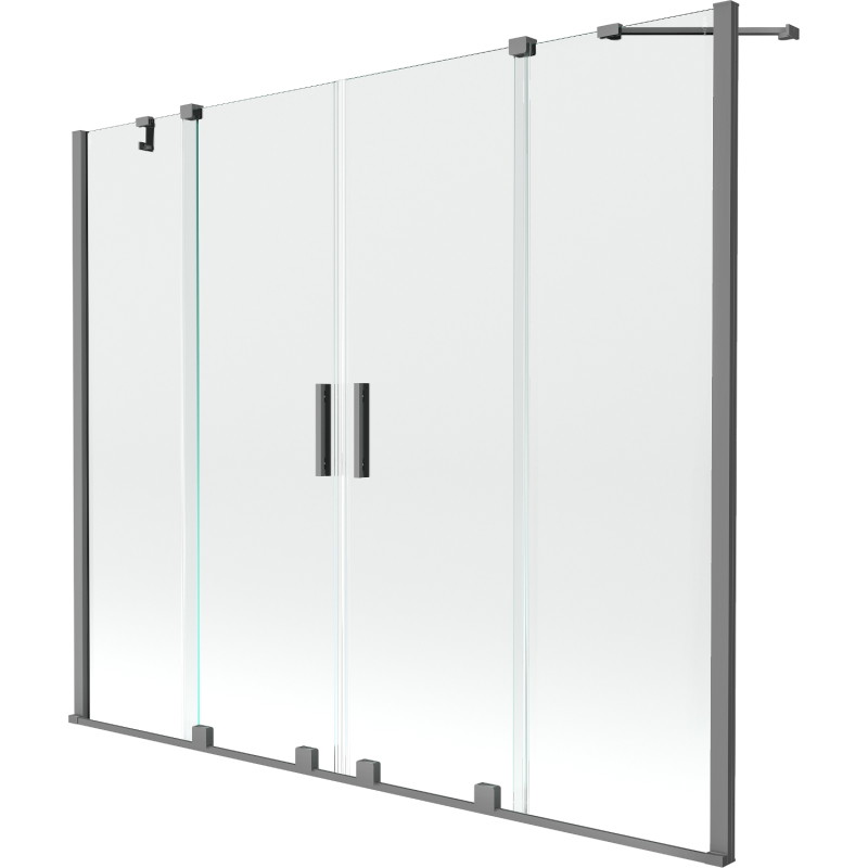 Mexen Velar Duo vaňová zástenka 2-krídlová posuvná 180 x 150 cm, priehľadná, gun metal - 896-180-000-02-95