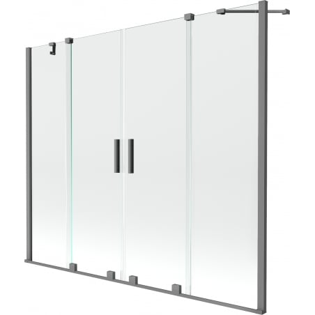 Mexen Velar Duo vaňová zástena 2-krídlová posuvná 180 x 150 cm, transparentná, gun metal - 896-180-000-02-95