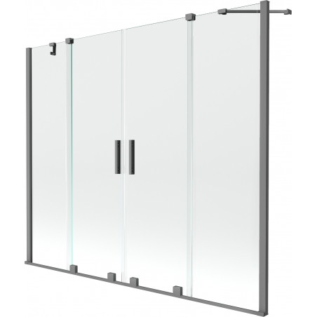 Mexen Velar Duo vaňová zástenka 2-krídlová posuvná 180 x 150 cm, priehľadná, gun metal - 896-180-000-02-95