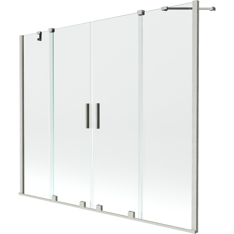 Mexen Velar Duo vaňová zástena 2-krídlová posuvná 180 x 150 cm, transparentná, brúsený nikel - 896-180-000-02-97