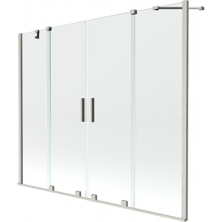 Mexen Velar Duo vaňová zástena 2-krídlová posuvná 180 x 150 cm, transparentná, brúsený nikel - 896-180-000-02-97