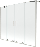 Mexen Velar Duo dvojkrídlový vaničkový paraván, posuvný 180 x 150 cm, priehľadný, brúsený nikel - 896-180-000-02-97
