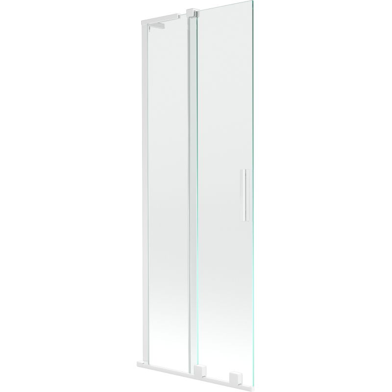 Mexen Velar L vaňa paraván 2-krídlový zasúvací 70 x 150 cm, transparentný, biely - 896-070-003-01-20