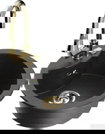 Mexen Diego granitový jednodrez s kuchynskou batériou Elia, čierny bodkovaný - 6512-76-670101-50