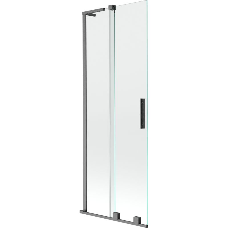 Mexen Velar L vaňová zástena 2-krídlová posuvná 70 x 150 cm, transparentná, kartáčovaná šedá - 896-070-003-01-66