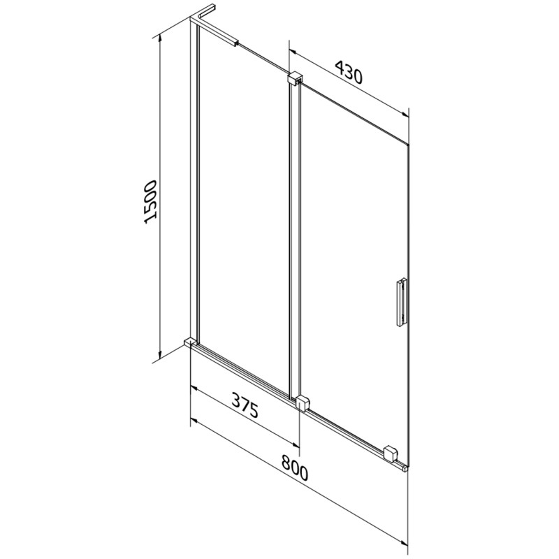 Mexen Velar L rozsúvací vaňový paraván 2-krídlový 80 x 150 cm, transparentný, brúsená gun gray - 896-080-003-01-66