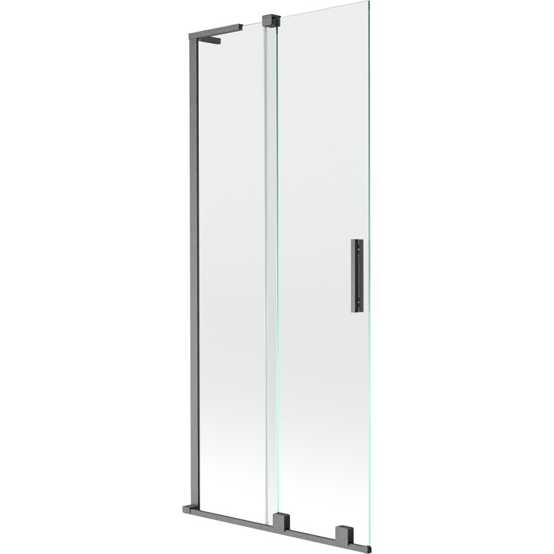 Mexen Velar L rozsúvací vaňový paraván 2-krídlový 80 x 150 cm, transparentný, brúsená gun gray - 896-080-003-01-66
