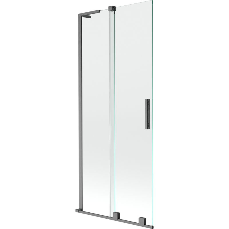 Mexen Velar L vaňová zástena 2-dielna posuvná 80 x 150 cm, transparentná, brúsená gun gray - 896-080-003-01-66