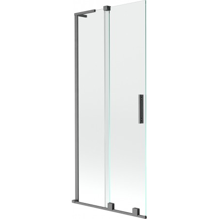 Mexen Velar L rozsúvací vaňový paraván 2-krídlový 80 x 150 cm, transparentný, brúsená gun gray - 896-080-003-01-66