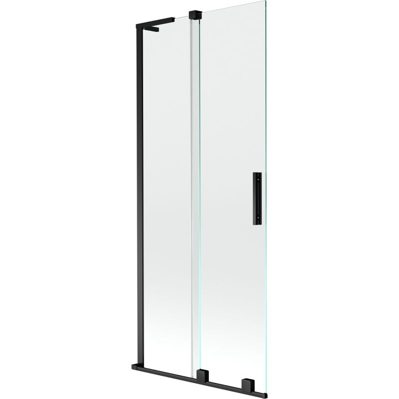 Mexen Velar L vaňová zástena 2-krídlová zasúvacia 80 x 150 cm, transparentná, čierna - 896-080-003-01-70
