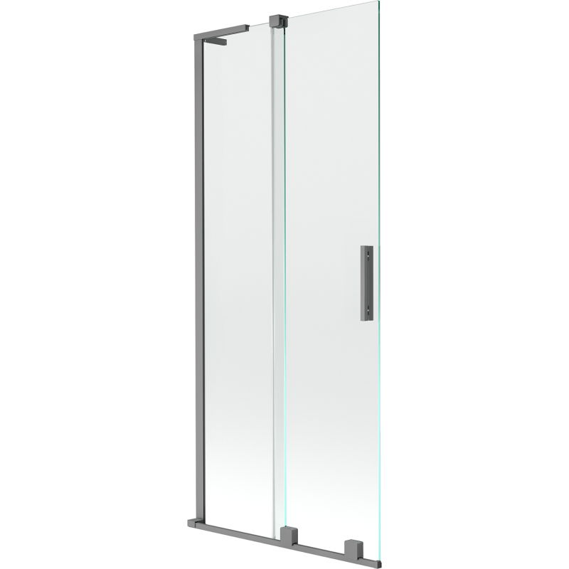Mexen Velar L paraván na vaňu 2-krídlový posuvný 85 x 150 cm, transparentný, gun metal - 896-085-003-01-95