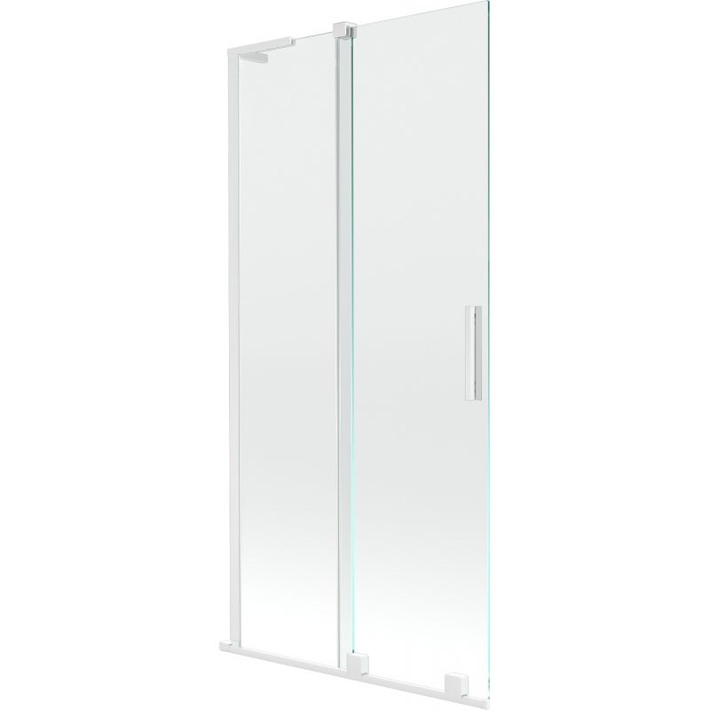 Mexen Velar L vaňová zástena 2-krídlová posuvná 90 x 150 cm, číra, biela - 896-090-003-01-20