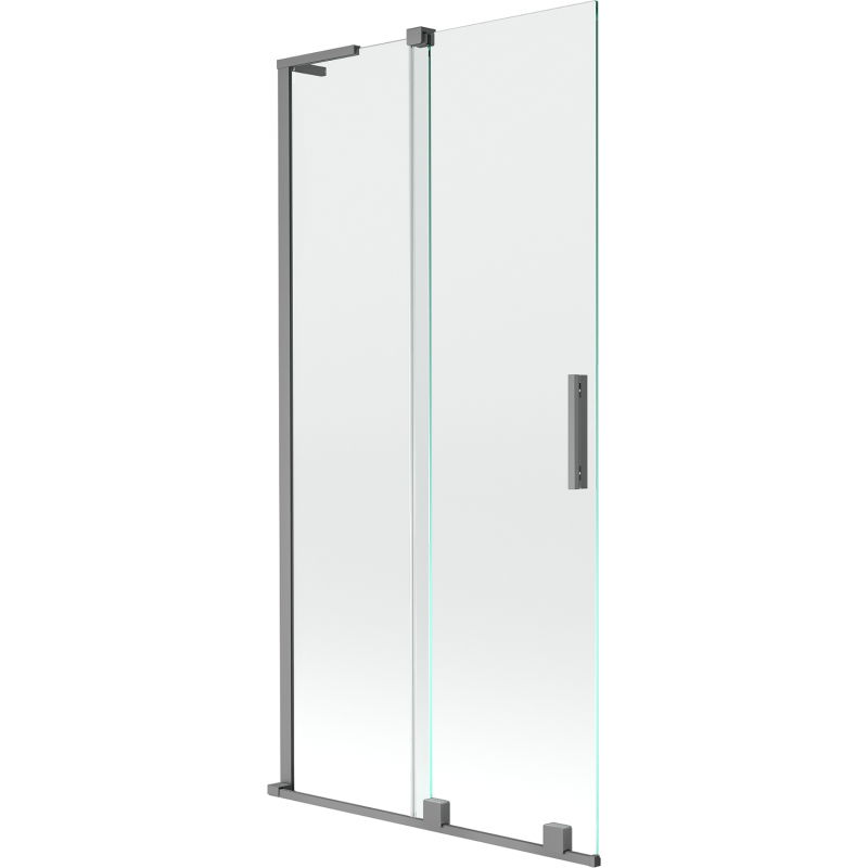 Mexen Velar L vaňová zástena 2-krídlová posuvná 90 x 150 cm, transparentná, gun metal - 896-090-003-01-95