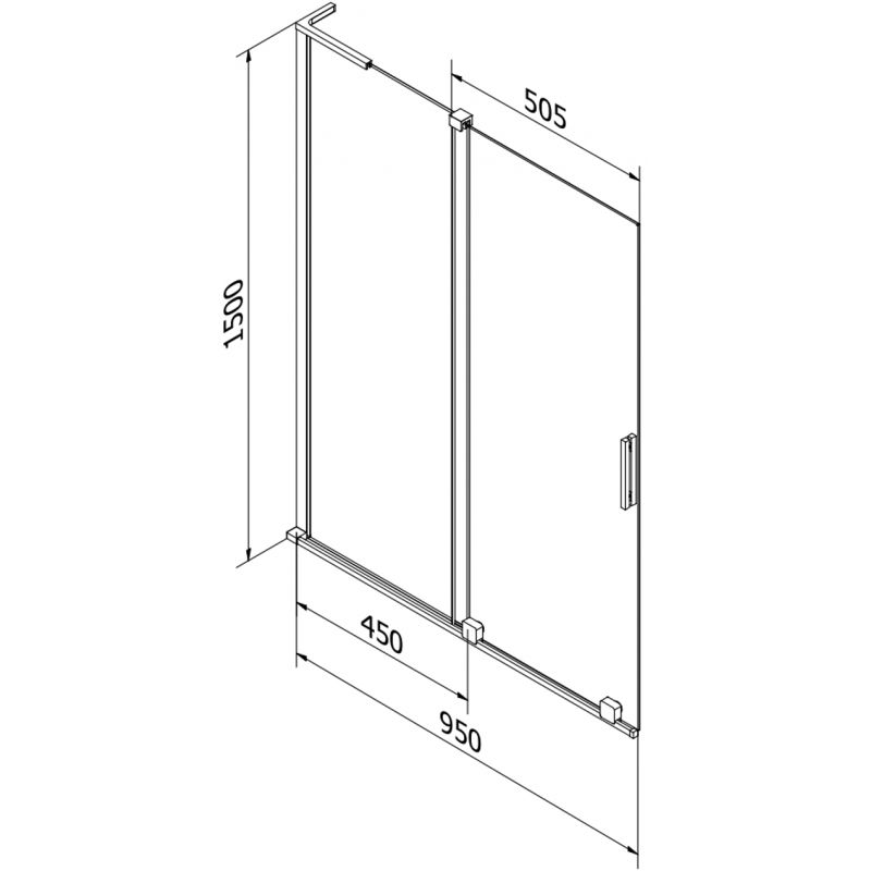 Mexen Velar L rozkladacia vaňová zástena 2-krídlová posuvná 95 x 150 cm, transparentná, biela - 896-095-003-01-20