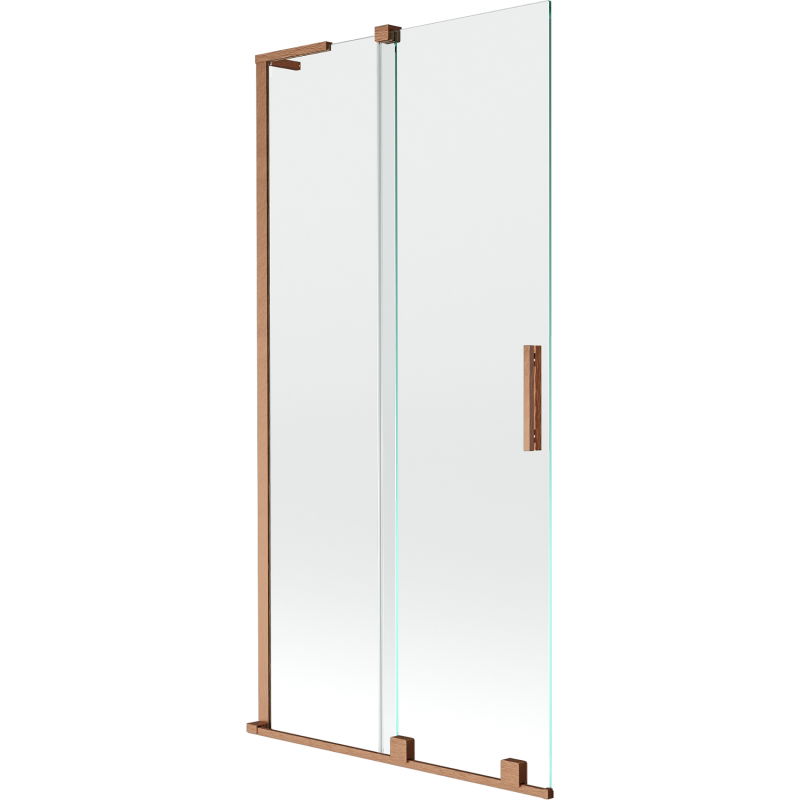 Mexen Velar L paraván na vaňu 2-krídlový posuvný 95 x 150 cm, transparentný, brúsená meď - 896-095-003-01-65