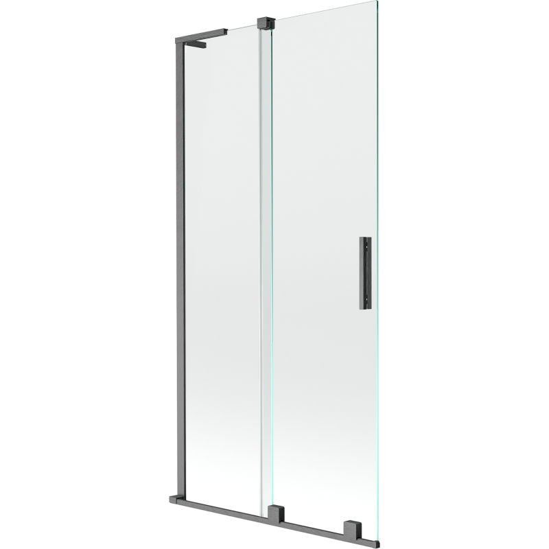 Mexen Velar L vaňová zástena 2-krídlová posuvná 95 x 150 cm, priehľadná, kartáčovaná sivá - 896-095-003-01-66