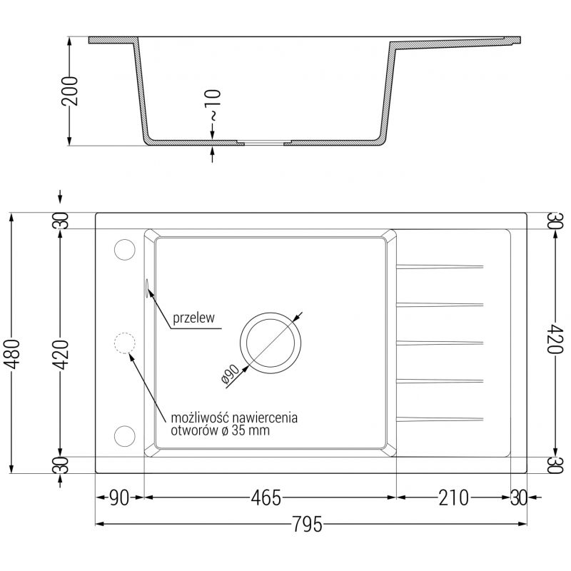 Mexen Elias žulový drez 1-komorový s odkvapkávačom a kuchynskou batériou Flora, biely - 6511-20-670401-57-B