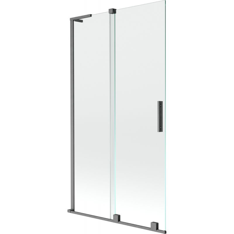 Mexen Velar L posuvný dvojkrídlový sprchový paraván 100 x 150 cm, transparentný, kartáčovaná tmavosivá