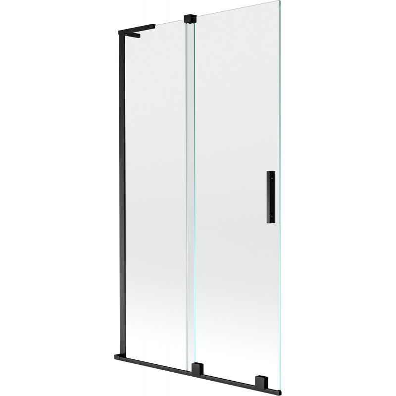 Mexen Velar L vaňová zástenka 2-krídlová posuvná 100 x 150 cm, transparentná, čierna - 896-100-003-01-70