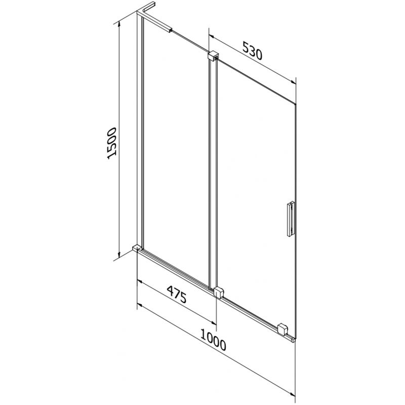 Mexen Velar L vaňová zástenka dvojkrídlová posuvná 100 x 150 cm, transparentná, čierna - 896-100-003-01-70