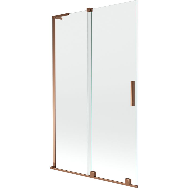 Mexen Velar L paravan na vaňu 2-krídlový posuvný 110 x 150 cm, priehľadný, ružové zlato - 896-110-003-01-60