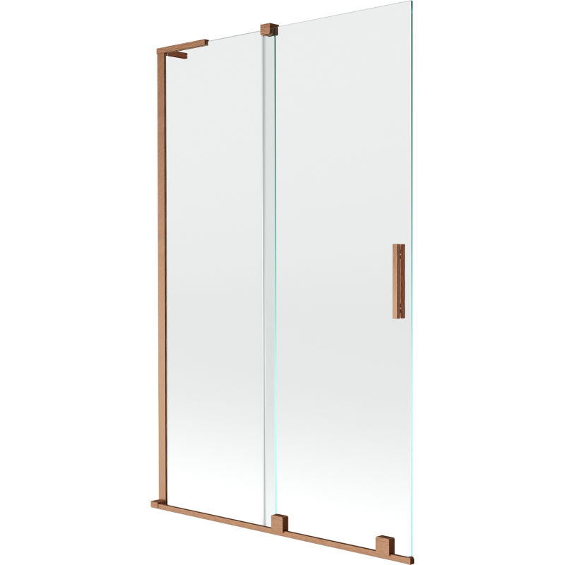 Mexen Velar L kúpeľňový paraván 2-krídlový posuvný 110 x 150 cm, transparentný, brúsená meď - 896-110-003-01-65