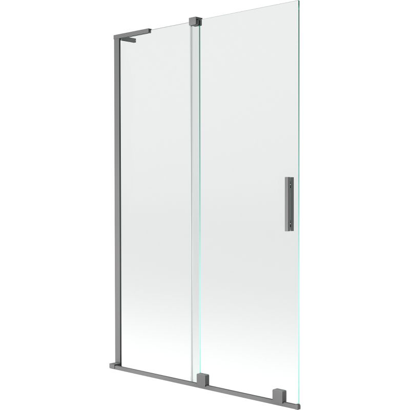 Mexen Velar L posuvná vanová zástena, 2-dielna 110 x 150 cm, priehľadná, gun metal - 896-110-003-01-95