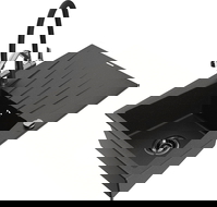 Mexen Cesar granitový drez s 1 komorou, odkvapkávačom a kuchynskou batériou Duo, čierny/zlatý metalický