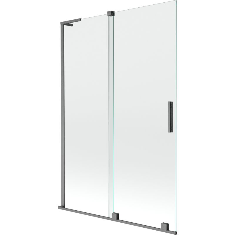 Mexen Velar L 2-krídlové zasúvateľné vaňové dvere 120 x 150 cm, transparentné, kefovaná zbraňovo sivá - 896-120-003-01-66